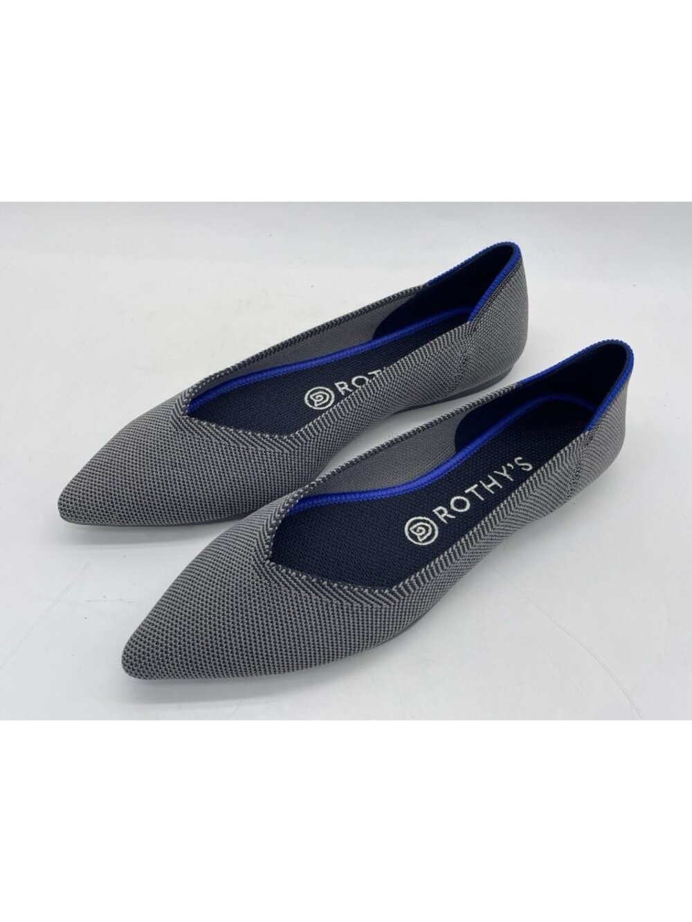 Rothy’s The Point Women’s Flats Cloud Grey Birdseye Knit Ballet Shoes Size 8
